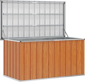 vidaXL Kültéri Tároló Doboz faszínű 129 x 67 x 65 cm Horganyzott Acél