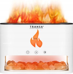 Aromaterápiás illóolaj párologtató Led láng effektussal, Himalája sóval AromaFire Fehér