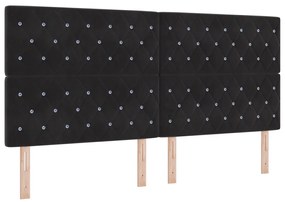 Box spring ágy matraccal és padal fekete 200x200 cm velúr