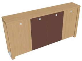 Verno+ közepes gardrób 260 x 46 x 130 cm, kombinált ajtó, világos tölgy / barna