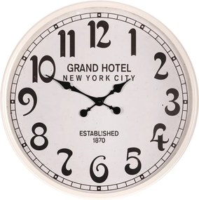 Falióra 60 cm átmérő patinás fém fehér Grand Hotel mintával
