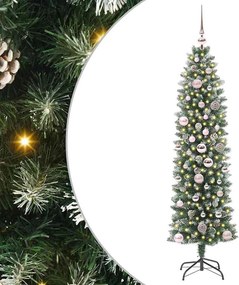 vidaXL Mű Karcsú Karácsonyi Fa 150 LED-del Zöld és Fehér 150 cm