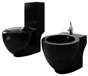 Fekete kerámia WC és bidé szett