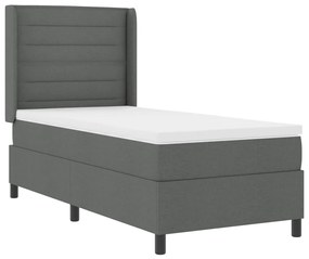Boxspring Ágy Matraccal és LED Fekete Szürke 90x200 cm Szövet