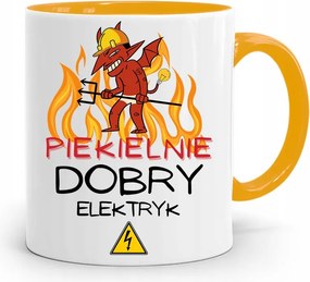 Sárga Villanyszerelő Bögre Pokolian Jó Villanyszerelő fényképes nyomtatással
