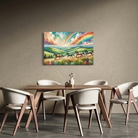 Kép – Vágtázó lovak a tájban (90x60 cm)