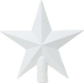 Fehér glitteres csúcsdísz csillag 19 cm