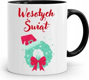 Fekete Karácsonyi Bögre Mikulásra, fényképes nyomtatással