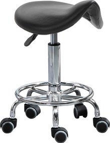 HOMCOM Forgószék 5 Kerekével, Magasságban Állítható Szék, Párnázott Ergonomikus Hab Ülés, Modern és Sokoldalú Dizájn, 36.5x37.5x51-66 cm, Fekete | Aos