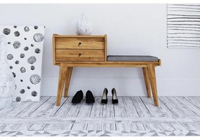 Fiókos tölgyfa pad, világosszürke ülőrésszel Retro - The Beds