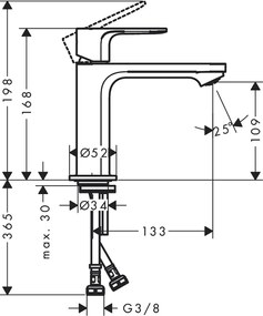 Hansgrohe Rebris S, mosdócsaptelep 110 hulladékkészlet nélkül, CoolStart, króm, 72520000