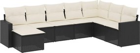 vidaXL 8 részes fekete polyrattan kerti ülőgarnitúra párnákkal