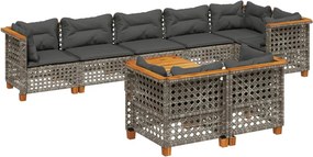 vidaXL 9 részes szürke polyrattan kerti ülőgarnitúra párnákkal