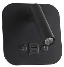 LED fali spotlámpa USB-porttal LED/8W/230V 3000K fekete