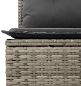 8 darabos Kerti Kanapé Szett Párnákkal Szürke Poly Rattan Akácia, 2 Személyes Kerti Kanapé Párnákkal Szürke Poly Rattan, 3 darabos Kerti Étkező Szett Párnákkal Szürke Poly Rattan Akácia