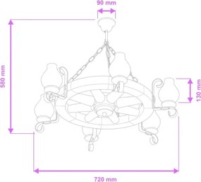 Brilagi - ROATA láncos csillár 6xE14/40W/230V, átmérő 70 cm, bükk/dió