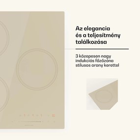 Klarstein Victoria indukciós főzőlap, 45 cm, 6 600 W, 3 főzőzóna, csúszka vezérlés, boost