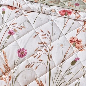 Zöld-bézs pamut steppelt ágytakaró 200x220 cm Grasmere Floral – Catherine Lansfield