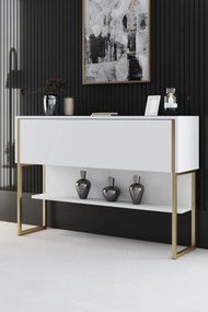 Komód, arany-fehér, 120 cm
