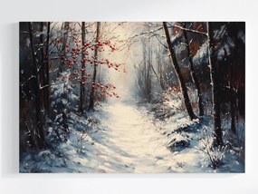 Vászonkép Canvas Erdő Fák Út Ösvény Hó Tél Berkenye 120x80