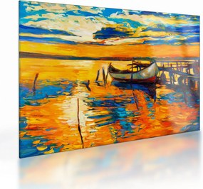 Kép - Hajó naplementekor (üvegen) (70x50 cm)