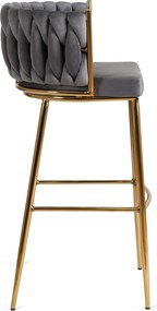 Bárszék 2 szürke bársony, FLORES