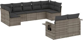 vidaXL 9 részes szürke polyrattan kerti ülőgarnitúra párnákkal
