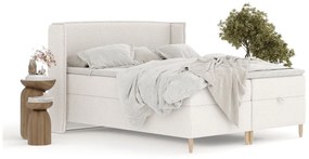 Krémszínű ágyneműtartós boxspring ágy 180x200 cm Monpelli – Maison de Rêve