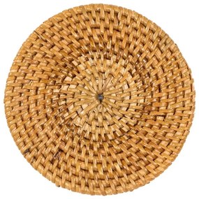 Sötét natúr színű rattan poháralátét szett 6 db-os állvánnyal – Tiseco Home Studio