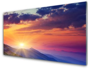 Üvegfotó Sun Hegyi táj 100x50 cm