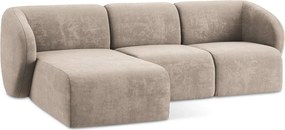 Világosbarna zsenília sarokkanapé (bal oldali-heverő résszel) Lani – Makamii