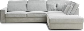 Világosszürke zsenília sarokkanapé (jobb oldali-L alakú) Kirou – Maison de Rêve