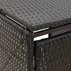 fekete polyrattan négyes kerekeskuka tárolófészer 274x80x117 cm