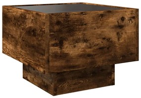 füstös tölgy színű szerelt fa kisasztal LED-del 40 x 40 x 30 cm