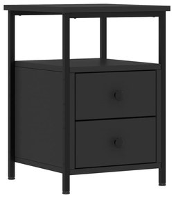 2 db fekete szerelt fa éjjeliszekrény 34x35,5x50 cm