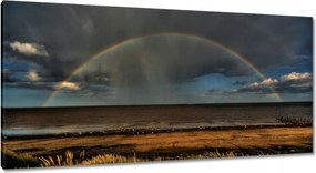 Vászonkép 115x55 Szivárvány a tengerparton