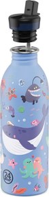 24BOTTLES Kids Urban 500ml rozsdamentes acél kulacs szívószálas kupakkal, Ocean Friends