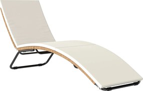 Outsunny S-alakú polyrattan napozóágy párnával — lélegző ülőfelület, porszórt acélváz, UV-álló, krémszínű | Aosom
