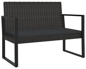 vidaXL fekete polyrattan kerti pad párnákkal 106 cm