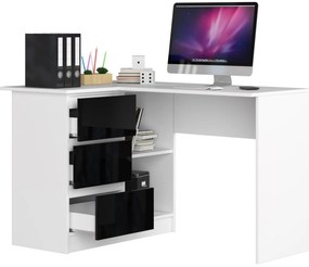 Sarok PC asztal Bodhi (fehér + fényes fekete) (B). Akció -17%. 1068938