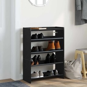 fekete szerelt fa cipőtároló szekrény 60x25x81 cm