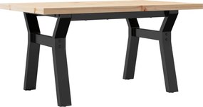 vidaXL tömör fenyőfa és acél Y-vázú dohányzóasztal 80x50x40,5 cm