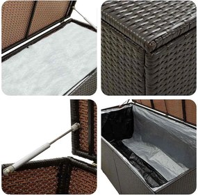 Barna Polyrattan Kerti Tárolóláda 100 X 50 X 50 Cm