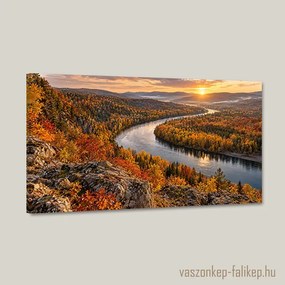 Őszi folyókanyar vászonkép – ragyogó részletek 40x23 cm