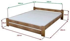 Emily ágy 180x200 cm, tölgyfa Ágyrács: Lamellás ágyrács, Matrac: Coco Maxi 19 cm matrac