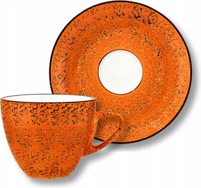 300 ml-es csésze csészealjjal 15 cm Wilmax porcelán narancssárga szett