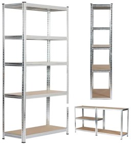 5 polcos Raktári állvány, salgópolc, 180 x 90 x 40 cm, 175 Kg/polc teherbírással