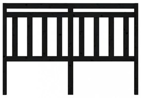 fekete tömör fenyőfa ágyfejtámla 146 x 4 x 100 cm