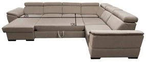 Ággyá alakítható ülőgarnitúra univerzális U-alakú sarokkal és tárolóhellyel GRANADA, bézs