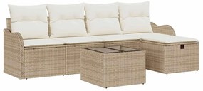 vidaXL Kerti Kanapé Szett párnával 6 pcs Beige és krém polirattan